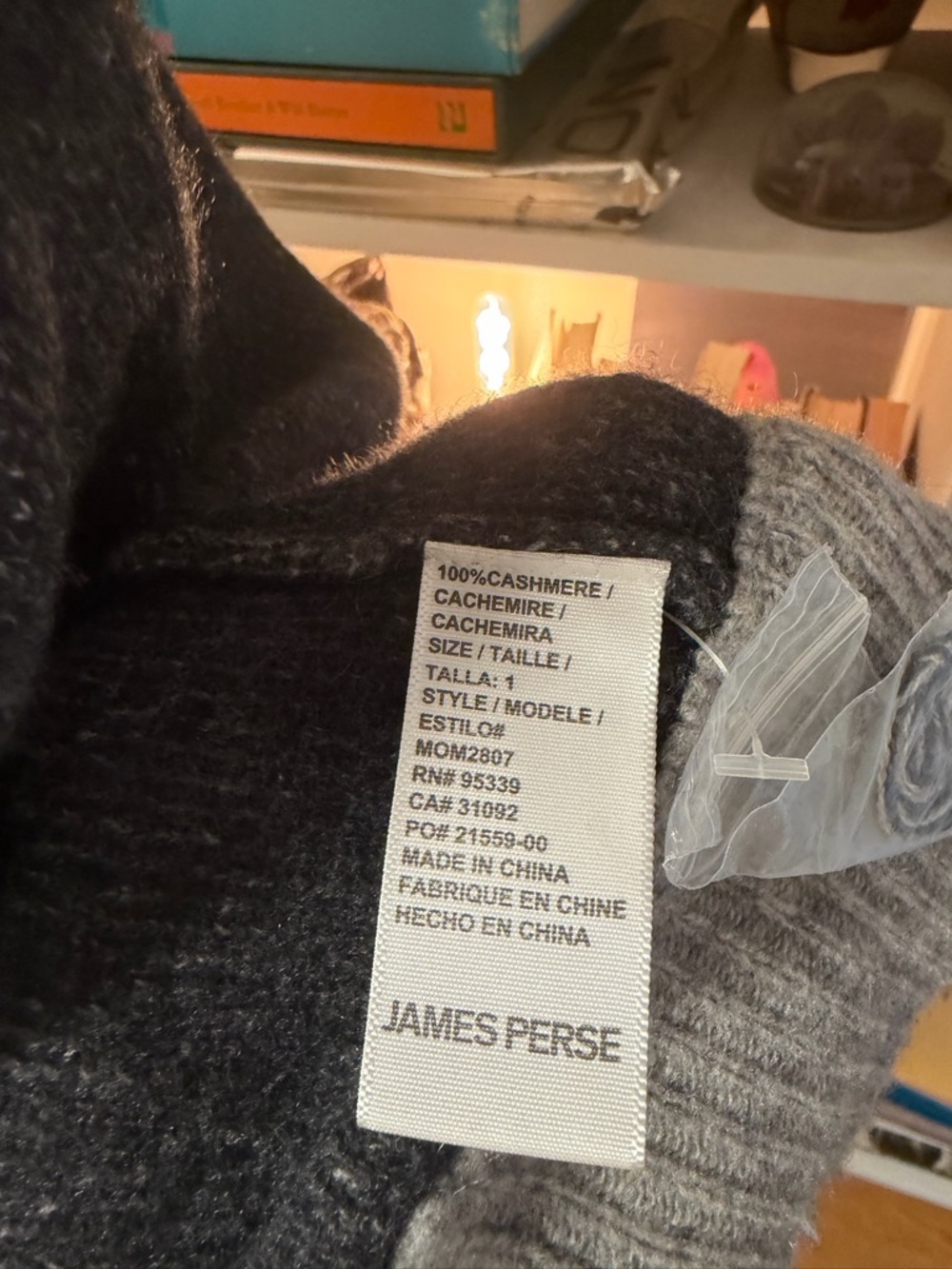 James Perse Two-Tone Gray Full-Zip Sweater Jacket - Picture 5 of 6
